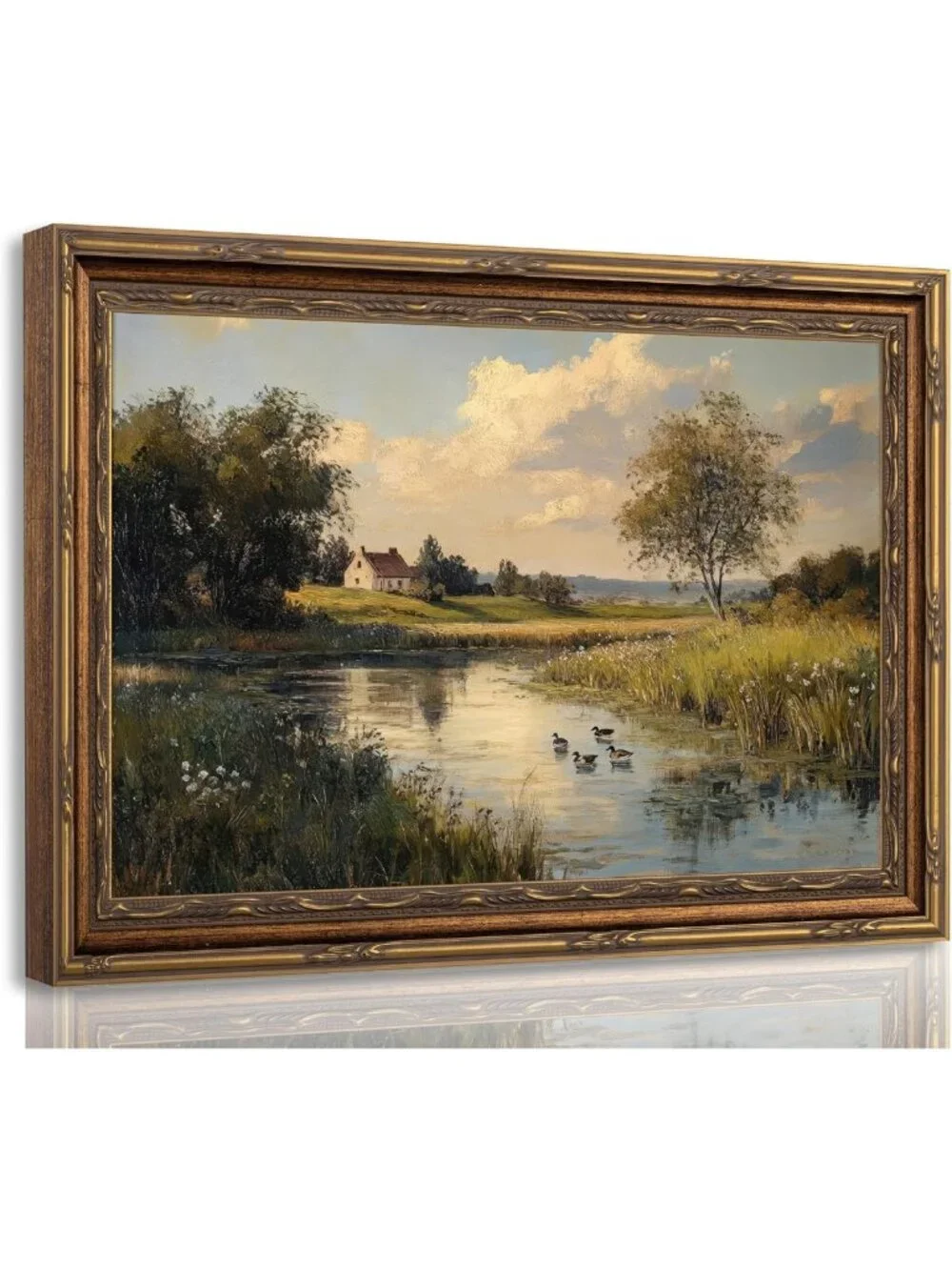 Vintage Landscape Wall Art Print 16x24, Rustic Farmhouse Decor, No-Drill Hanging
